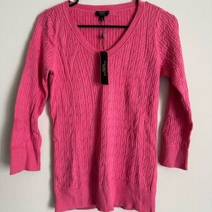 Talbots pink cable knit sweater